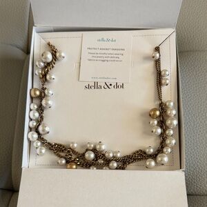 Stella & Dot Bronze and Pearl Necklace